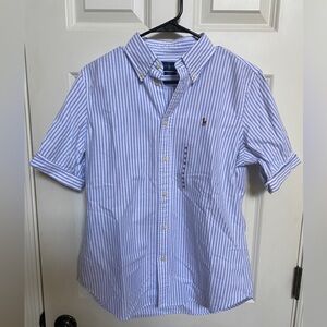 Women’s Ralph Lauren Slim Fit Short Sleeve Button Down Shirt - Size M NWT